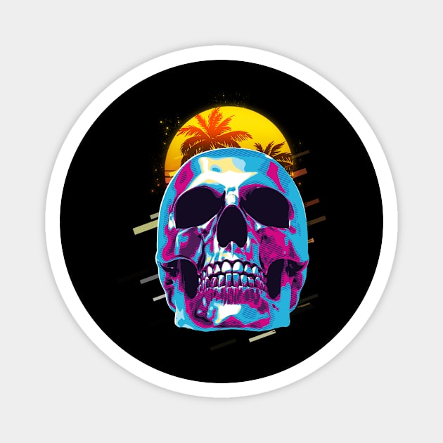 Skull retro80s Magnet by Sakent